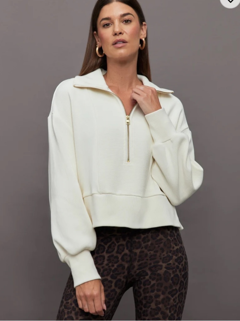 Ivory Varley Milano half-zip sweatshirt with textured ottoman knit Size XS